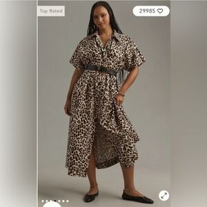 NEW Antropologie The Tobie Leopard Long Shirt Dress by Exquise XL